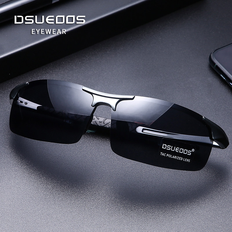 DSUEOOS Men's Polarized Sunglasses - HD Driving & Fishing Semi-Rimless Sports Shades - DSUEOOS